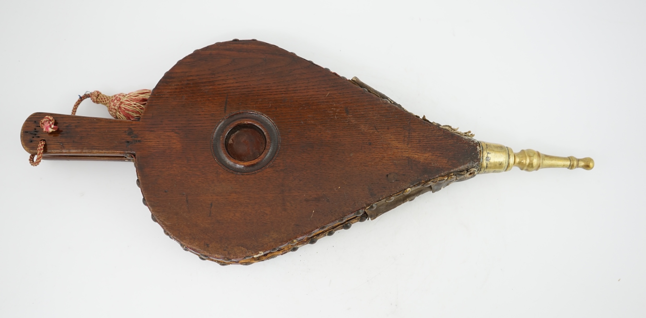 A pair of 17th century carved walnut and oak bellows